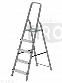 Стремянка алюминиевая Новая Высота 5 ступеней высота до рабочей площадки 1000мм, max. 150кг