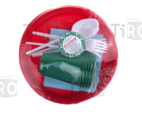 Посуда одноразовая на 5 персон Пикник (тарелки, стаканы 200мл, ложки, вилки, салфетки)