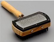 Пухудерка-щетка маленькая, Pet Brush, 10*6см, деревянная ручка