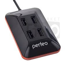 Хаб USB Perfeo 4 Port, (PF-VI-H028 Black) чёрный