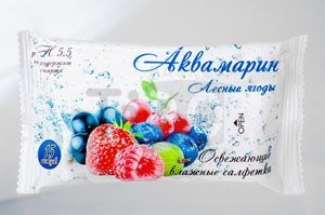 Салфетки влажные "Аквамарин" 15шт. зеленый чай /120/