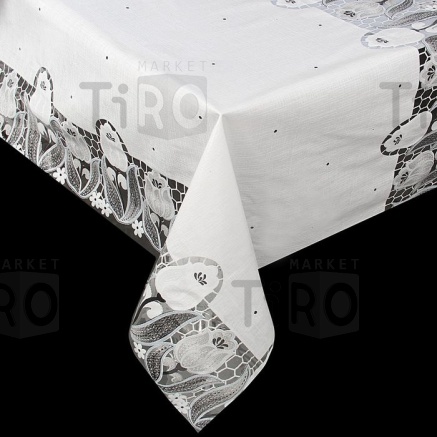 Клеенка ажурная 132см*22м, белый, Dekorelle "Lace" 057