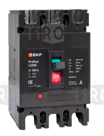 Автомат ЭКФ ProPact LS250, 250А, 3п 25кА Автомат ЭКФ ProPact LS250, 250А, 3п 25кА