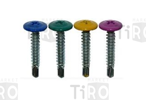 Саморез с пресс-шайбой сверло 4,2*25 RAL 6005 цвет зеленый (500шт.)