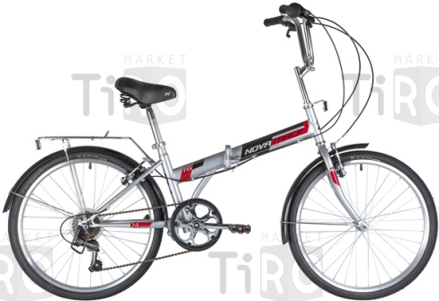 Велосипед Novatrack 24" TY-21 140930 складной, TG, серый, 6 скоростей Shimano тормоз V-brake
