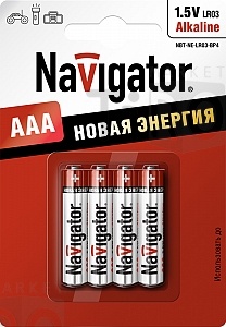 Батарейка Navigator 94751 LR03 BP4 пультовая 4шт. /10/50/ Батарейка Navigator 94751 LR03 BP4 пультовая 4шт. /10/50/