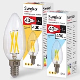 Лампа светодиодная Sweko 17LED-C35-4W-230-3000K-Е14-CL