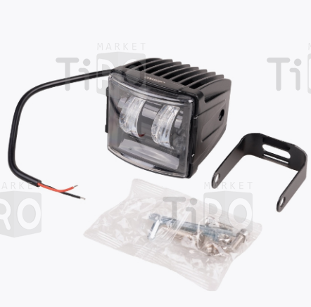 Фара светодиодная 90*85мм. прямоугольная 12V/24V40W6000К, Skyway Off Road S07201098, 2 диода, Дальний свет 