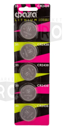 Батарейка Фaza CR2430 BL-5, литиевая, таблетка