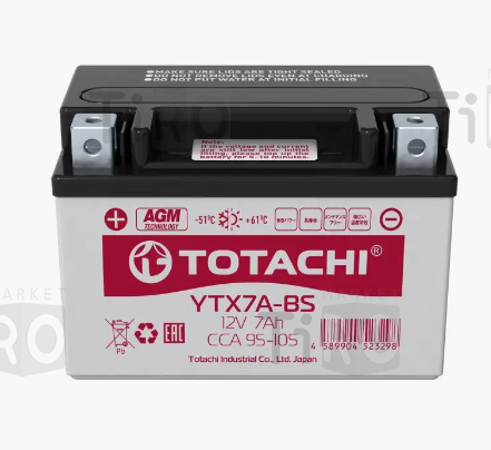 Аккумулятор Totachi CMF YTX7A-BS R AGM, 7 а/ч