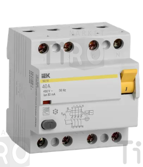 Выключатель дифференциальный Iek, УЗО, 4п 40А 30мА (электромеханический)