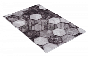 Коврик-дорожка Shahintex icarpet Print "Соты мрамор" чёрно-серый 128 вырезной, антискользящий 80см.*15м