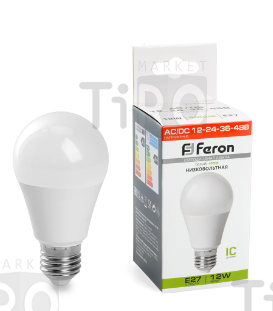 Лампа светодиодная Feron LB-193, А60, низковольтная, 12Вт, 12-48В, Е27, 4000К