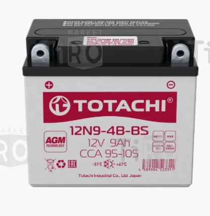 Аккумулятор Totachi CMF 12N9-4B-BS R AGM, 9 а/ч