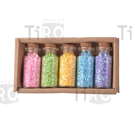Набор конфетти декоративных №4, 5 цветов*6г, стеклянная колба
