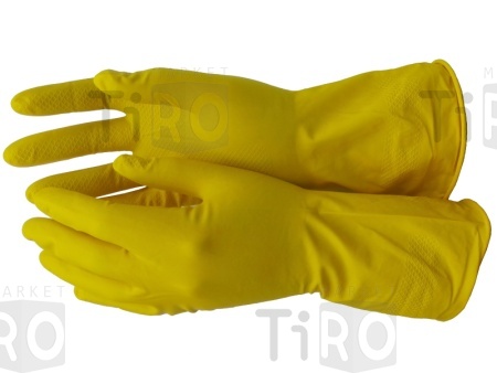 Перчатки латексные, хозяйственные с хлопковым напылением Libry Люкс, KHL002HB размер М
