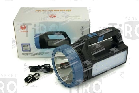 Фонарь-прожектор светодиодный аккумуляторный, 1 LED+ СОВ, 3 режима, зарядка USB, арт.TD-3600