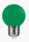 Лампа светодиодная Feron LB-37, G45, 1Вт, 220В, Е27, зеленый, "шар"