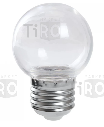 Лампа светодиодная Feron LB-37, G45, 1Вт, 220В, Е27, 2700К, прозрачная, "шар"