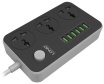 Сетевой удлинитель LDNIO SC3604 2м EU_UK_US + ЗУ на 6 USB/ 3 розетки (медь) - 2500W/USB 17W/ Gray