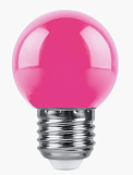 Лампа светодиодная Feron LB-37, G45, 1Вт, 220В, Е27, розовый, "шар"